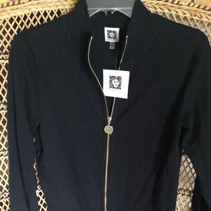 Ann Klein Black Zip Cardigan Sweater